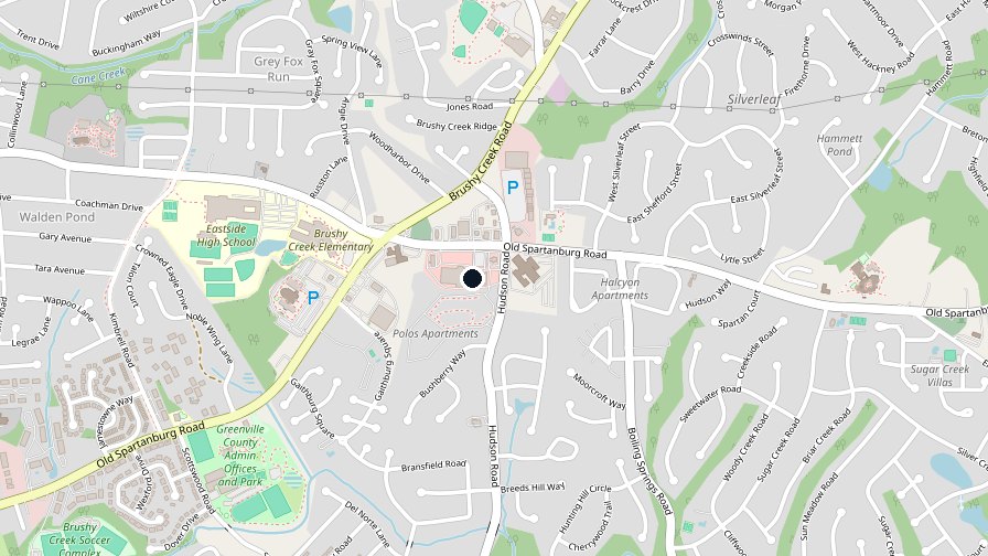 Map showing the DHP Real Estate office on Old Spartanburg Road in Greer